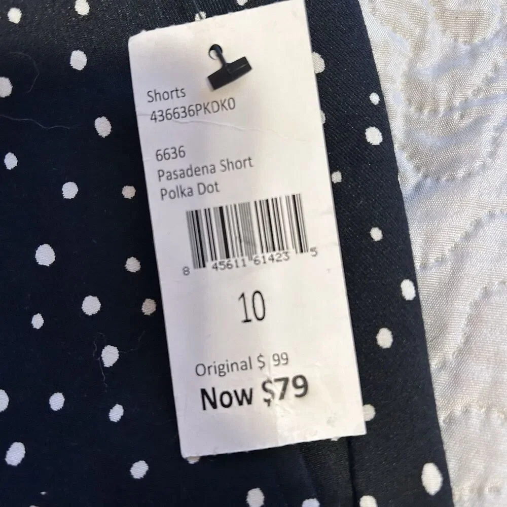Cabi Pasadena Polka Dot Shorts Black White Size 10 NWT Classic Summer